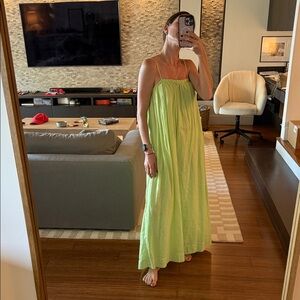 H&M Lime Green Flowy Maxi Dress Size XS